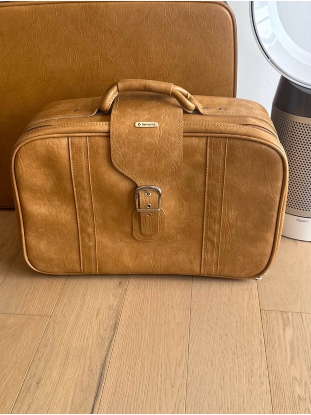 Samsonite Cognac Brown Leatherette Travel Carry Bag